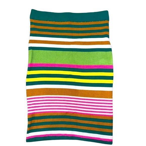 Small BCBGENERATION Striped Sweater Pencil Skirt Green Pink Yellow Orange White - Picture 6 of 9